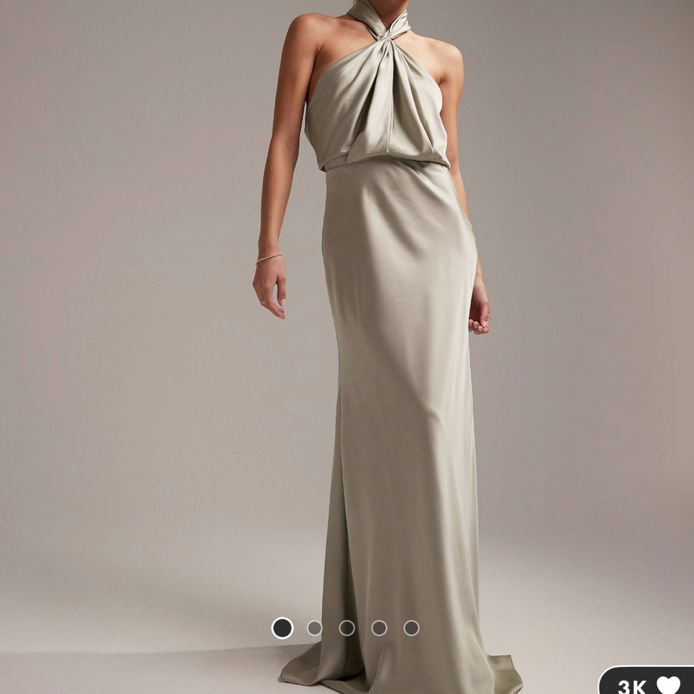 ASOS DESIGN Satin ruched halter neck dress